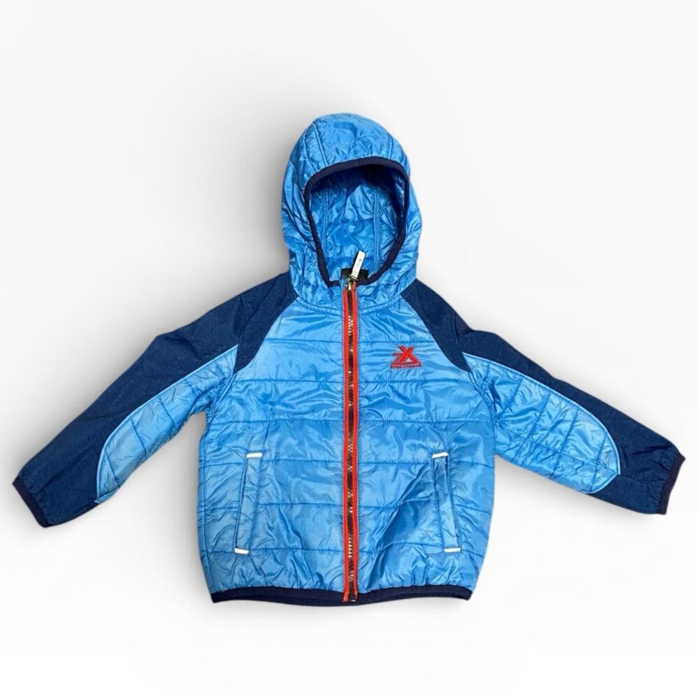 Zero Xposur Boy's Puffer Coat Toddler 2T Blue Quilted Hooded Lined Zip Up
